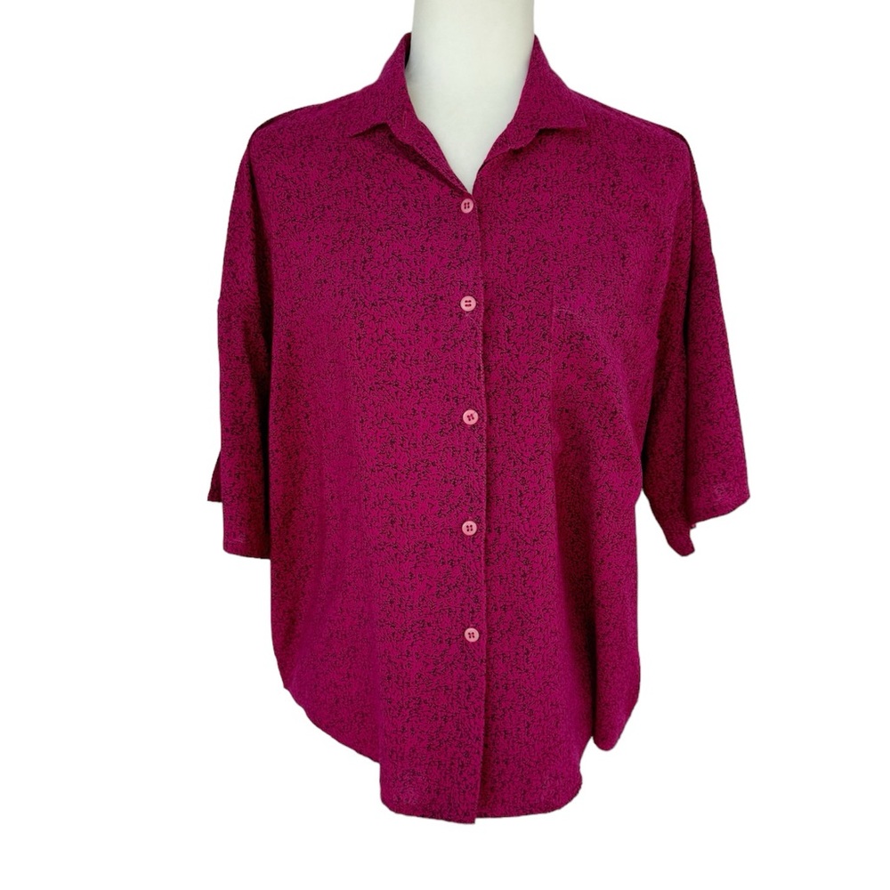 Vintage L. Simsbury Shirt Magenta Button Down Blouse